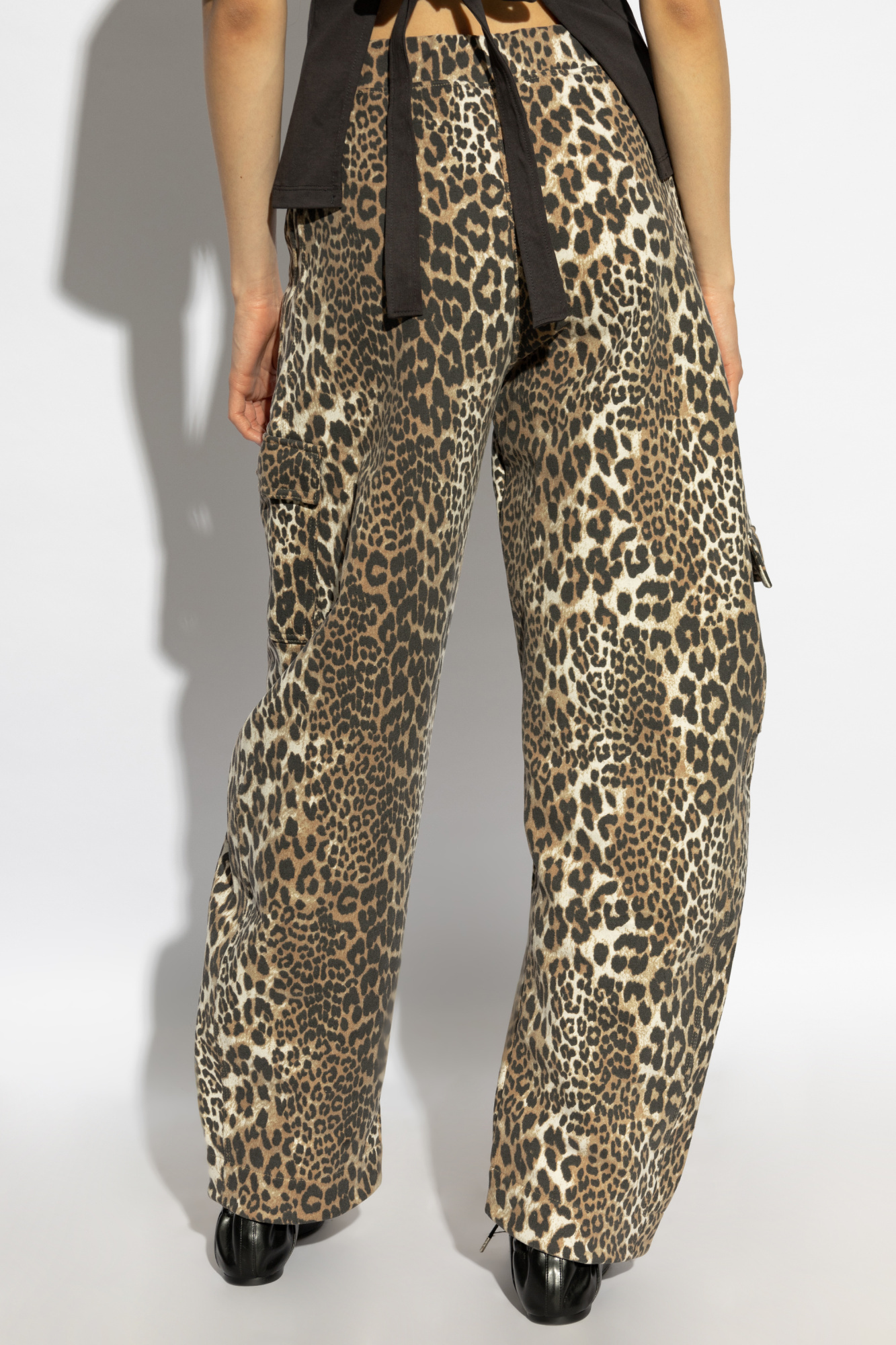 Ganni Cotton Pants In Brown