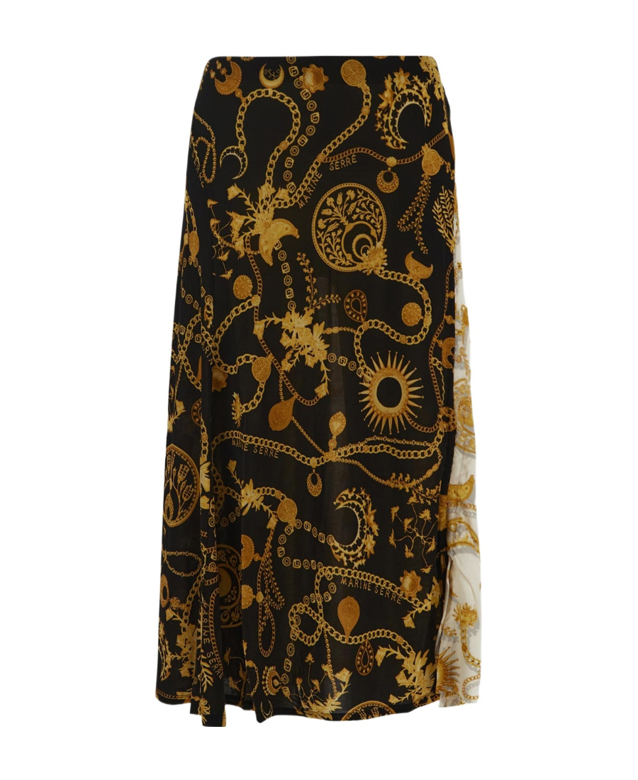 Marine Serre Ornament Jewellery-print Midi Skirt In Black