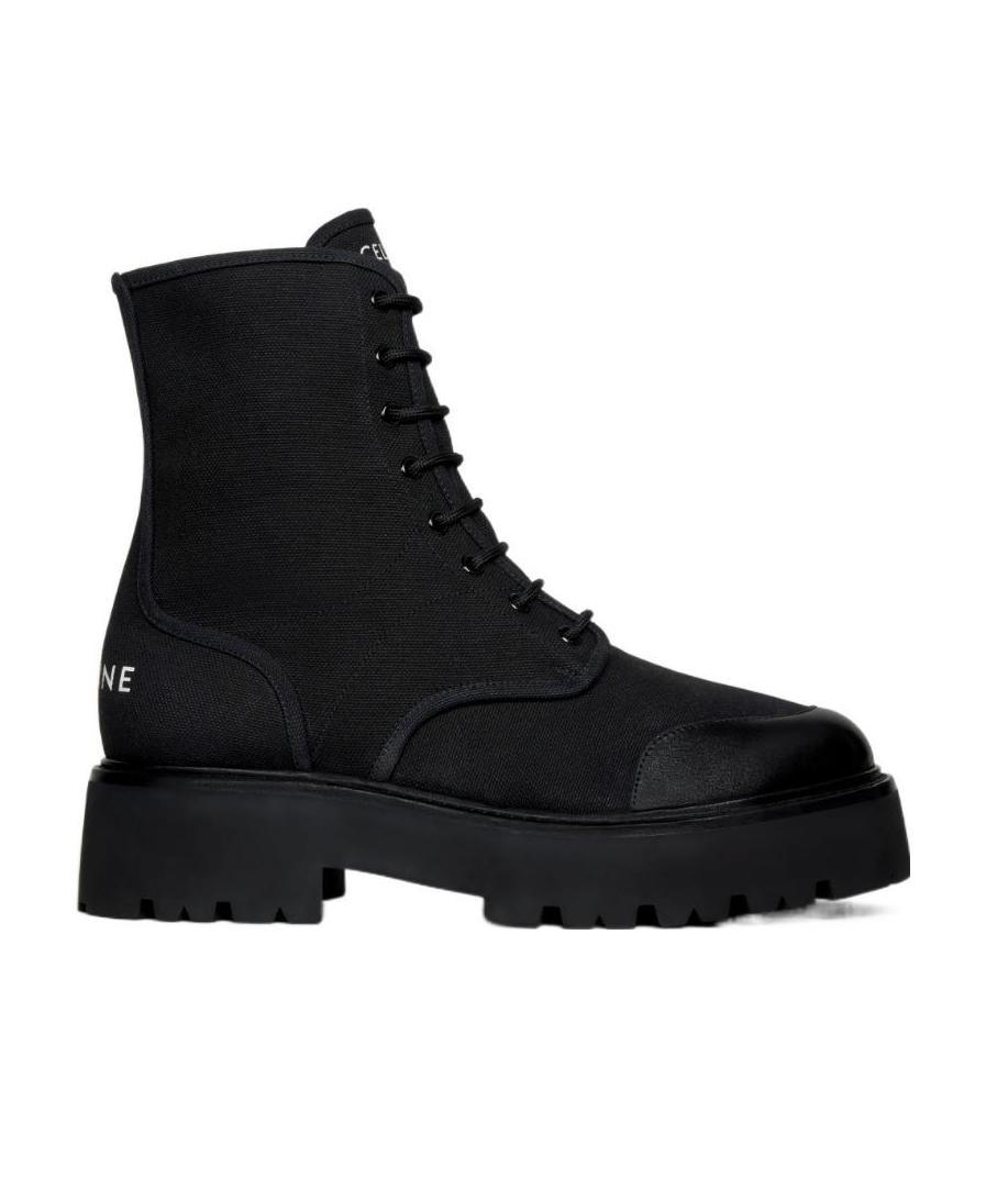Celine Lace Up Short Boots In Black