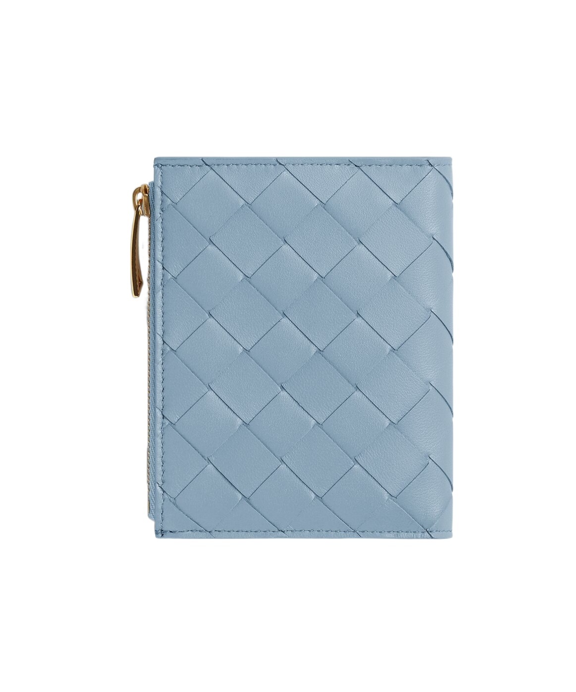 Bottega Veneta Small Intricciato Double Fold Wallet In Blue