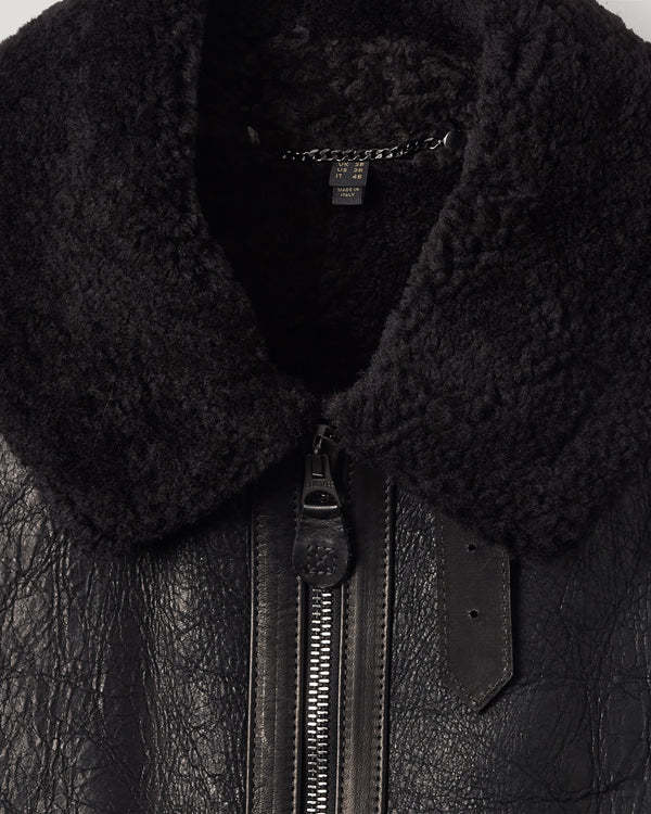Belstaff Fur-collar Zip-pocket Leather Jacket In Black