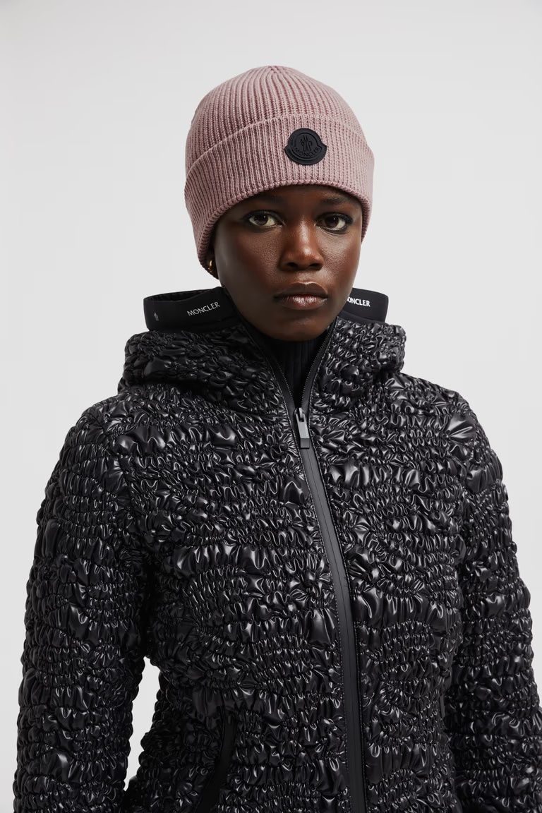Moncler Wool Blend Beanie In Nude