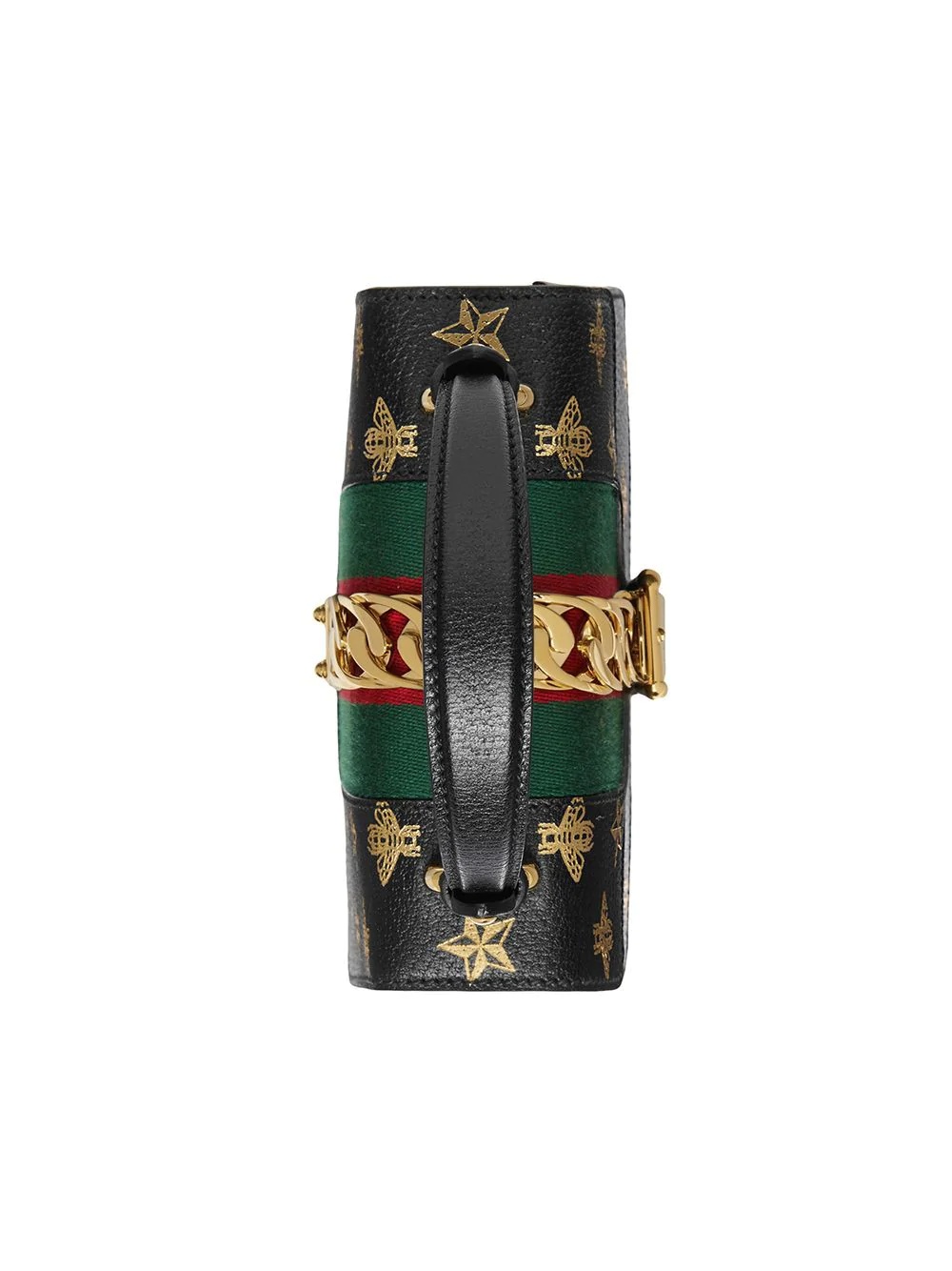 Gucci Sylvie Bee Star Mini Leather Bag In Black