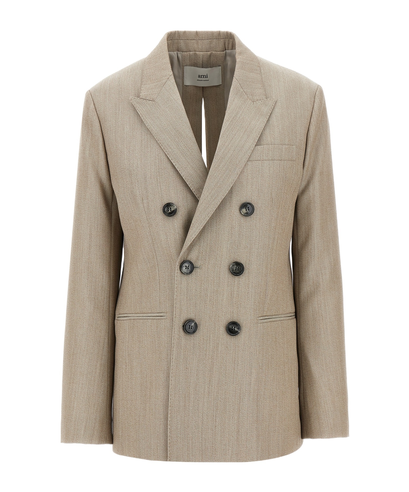 Ami Alexandre Mattiussi Beige Wool Back Slit Double Breasted Jacket Beige In Nude