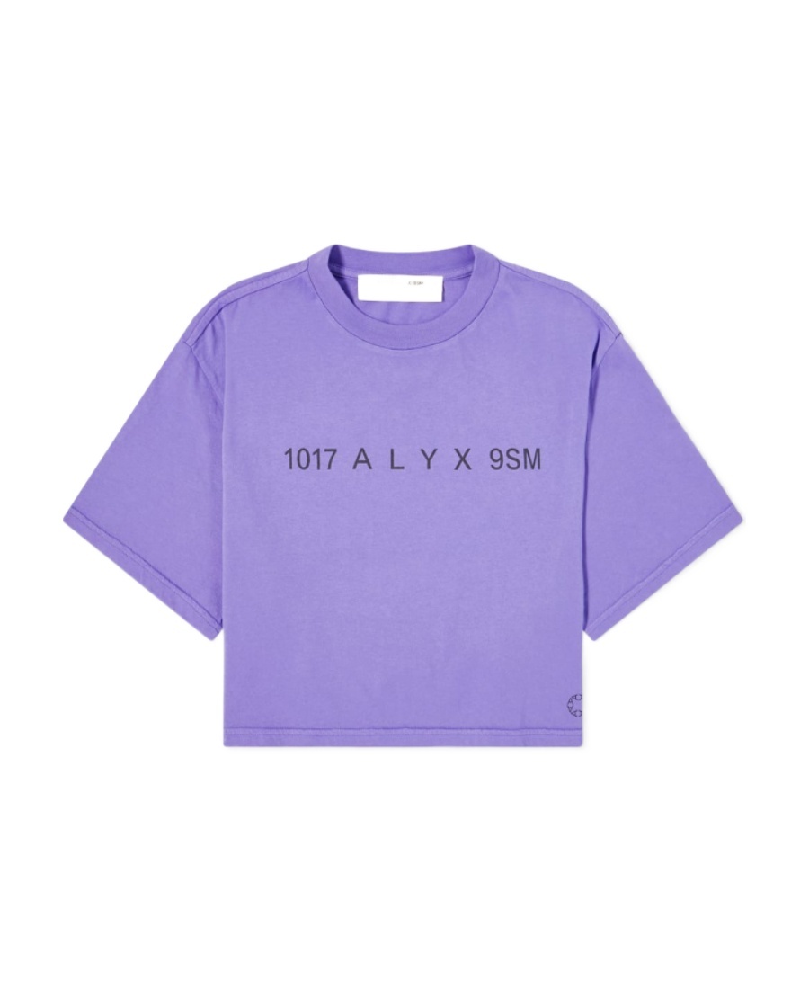 Alyx Logo Cropped Cotton Jersey T-shirt In Blue