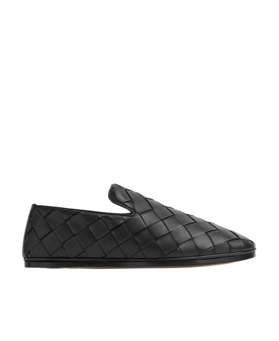 Bottega Veneta Sawyer Blue Slip-on Sneakers With Logo Detail And Intreccio Motif In Leather Man In Black