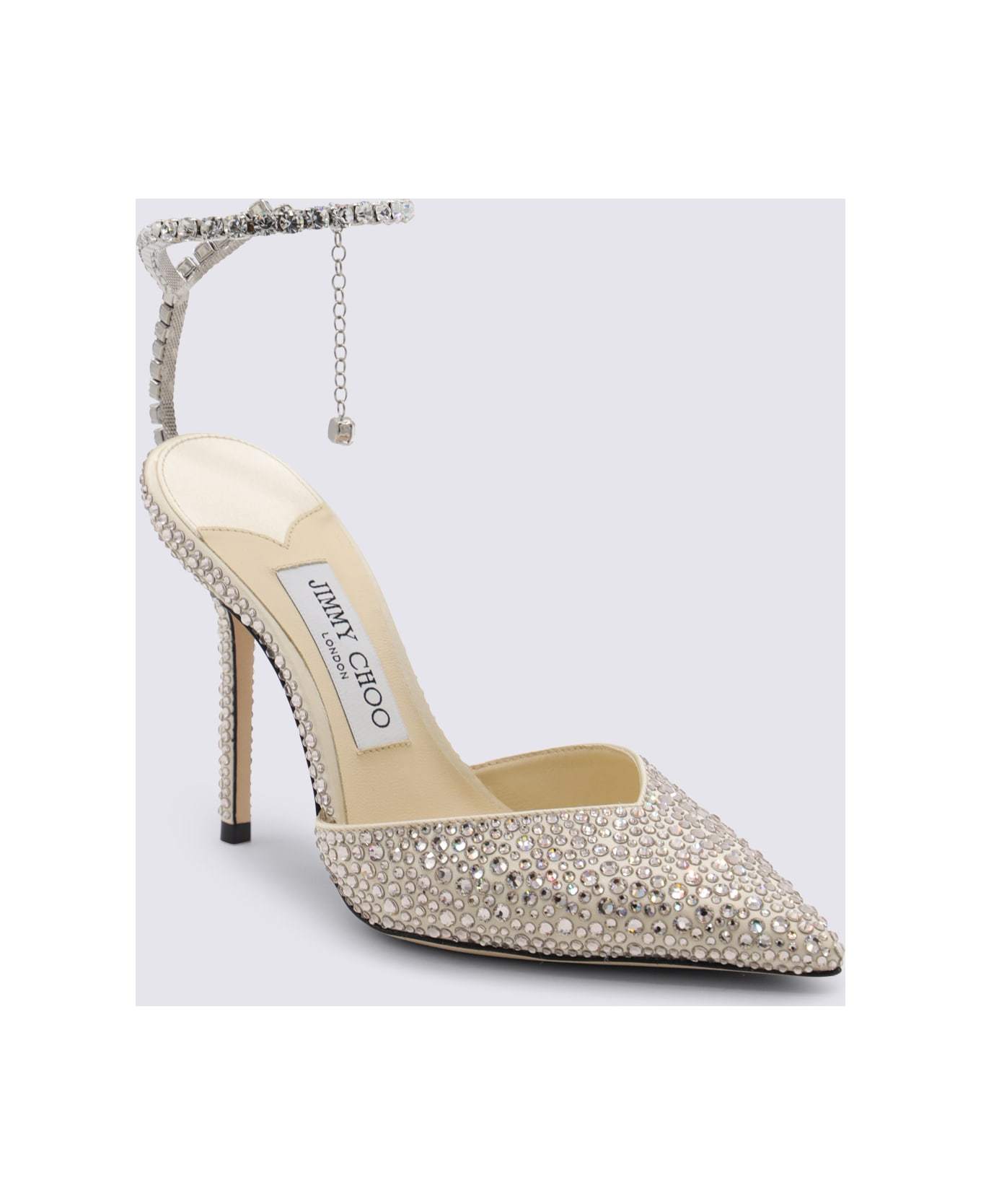 Jimmy Choo Women Platinum Glitter Saeda 100 Pumps In Silver