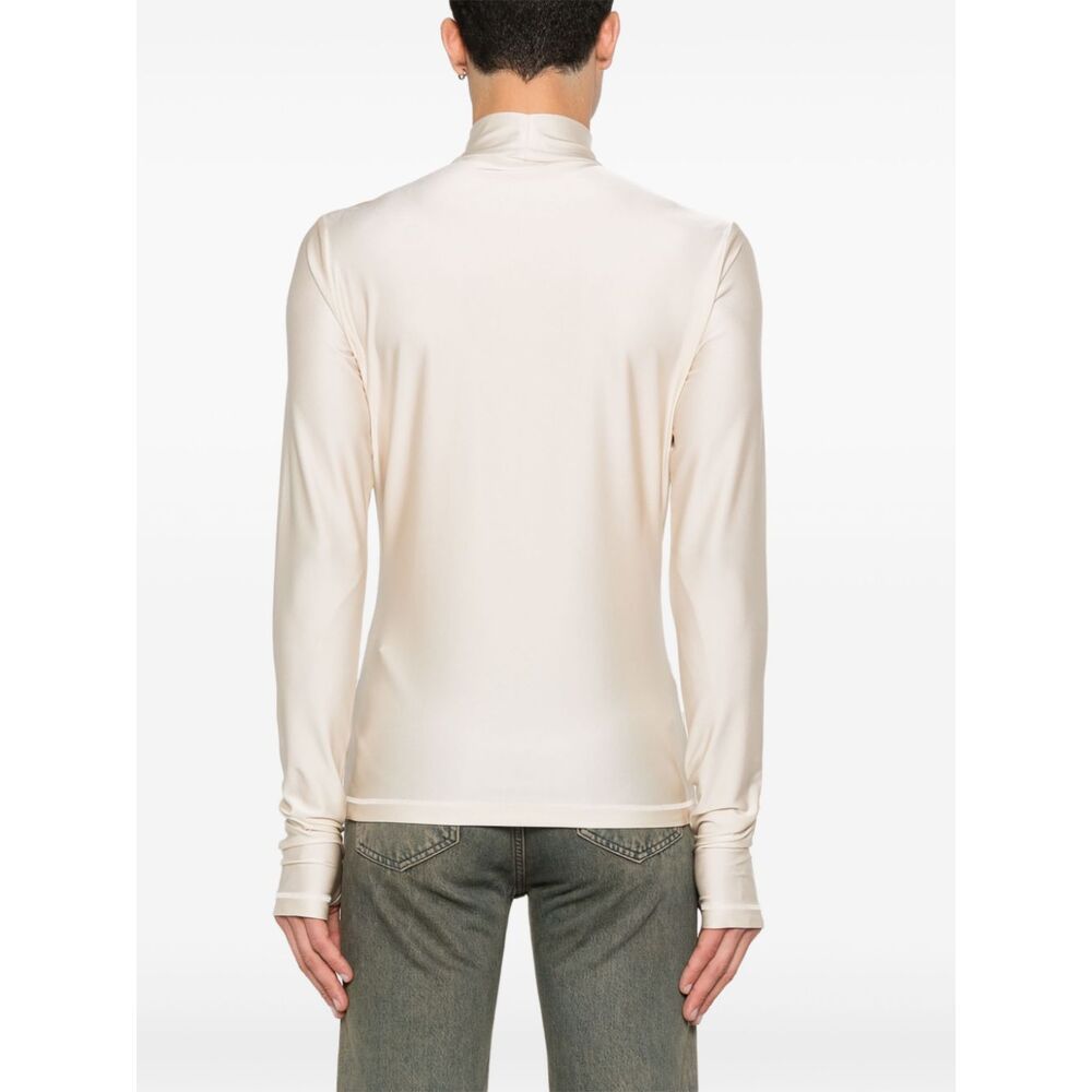 Coperni Stand-collar Long-sleeved Knitted Pullover In White