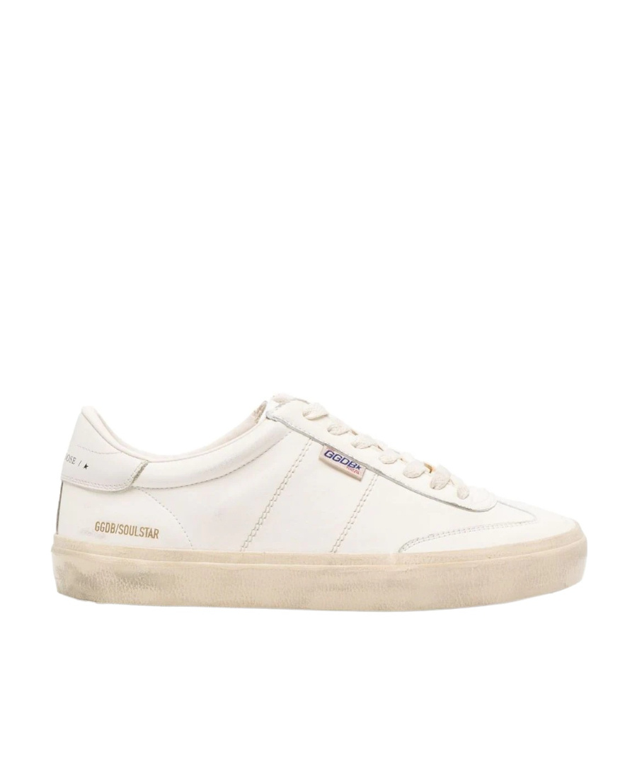 Golden Goose Soul Star Leather Low-top Sneakers With Used Effect In White