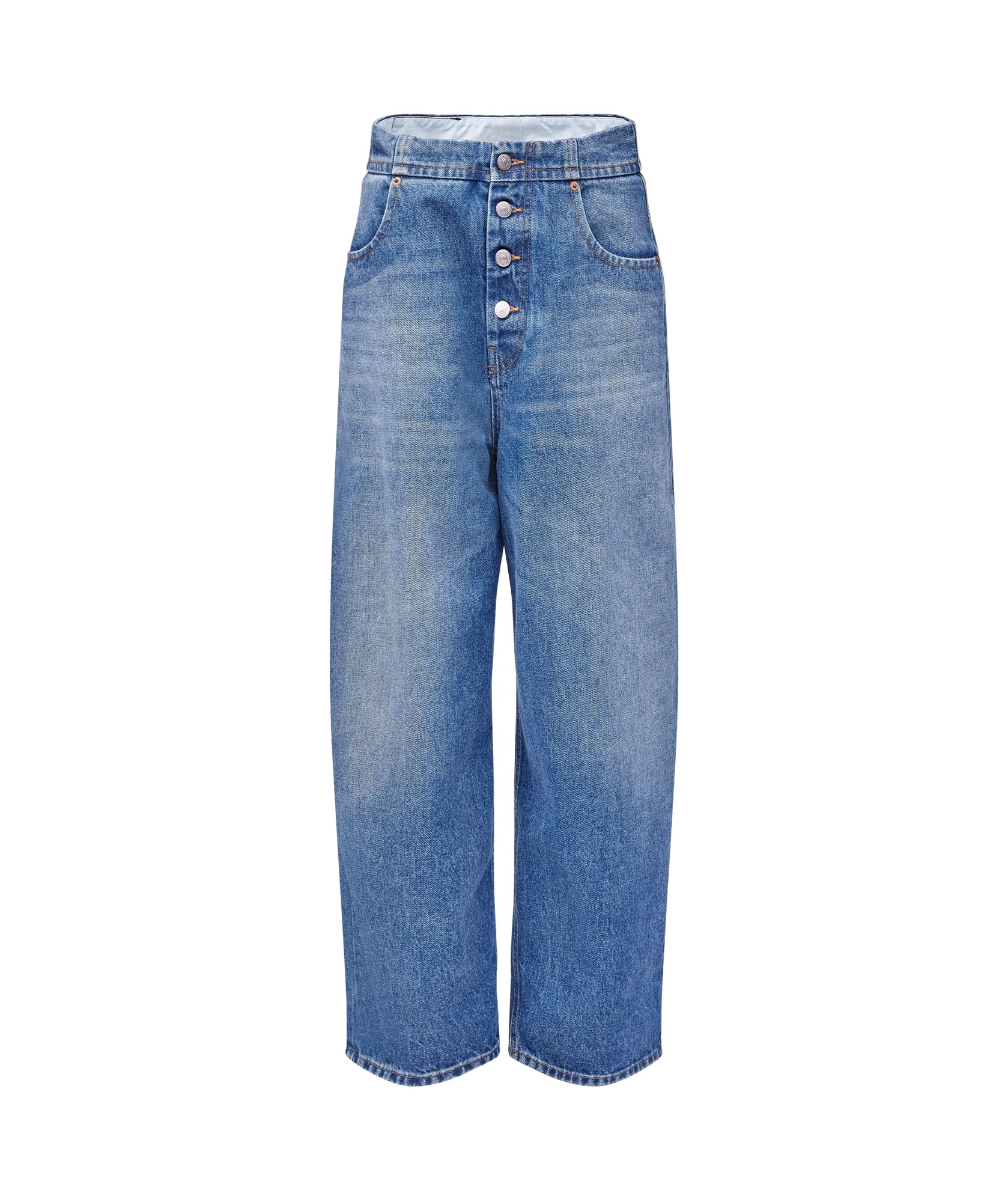 Mm6 Maison Margiela Sky Blue Wide-leg Denim Cotton Jeans In Blue