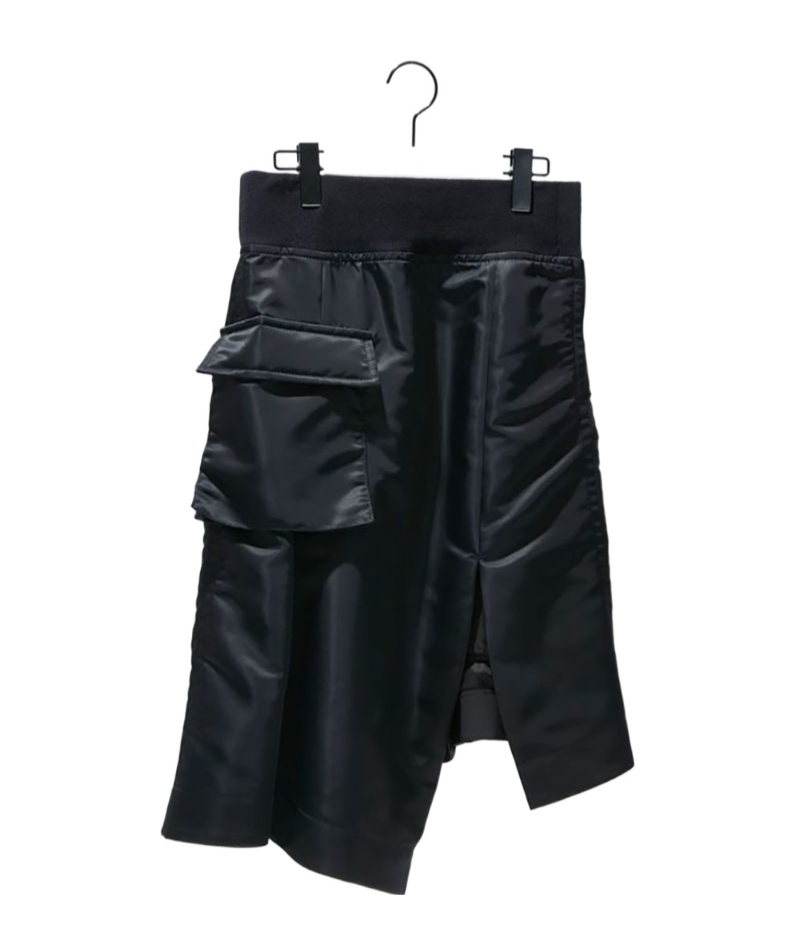 Sacai Front-slit Asymmetric Midi Skirt In Black
