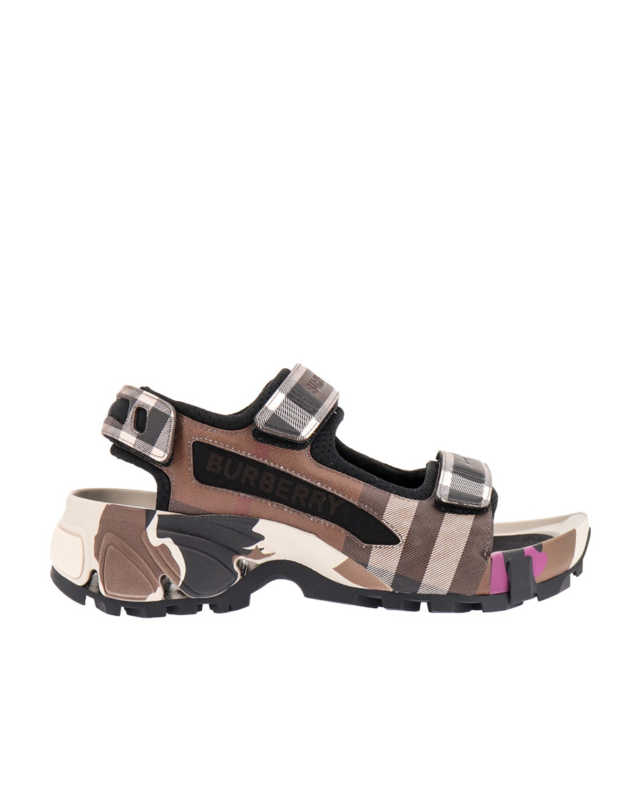 Burberry Check Arthur Sandals In Black