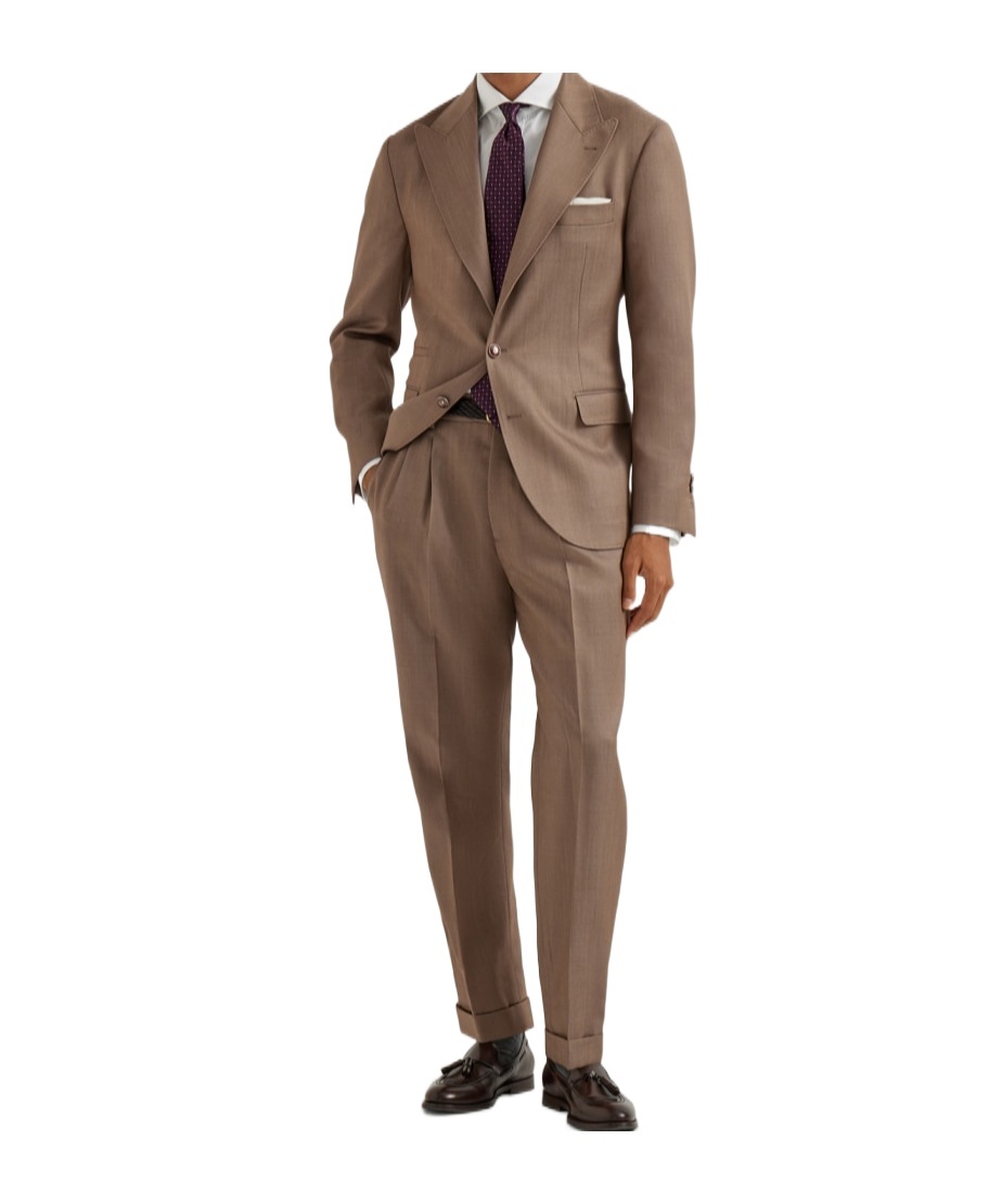 Brunello Cucinelli Peak-lapel Wool Blazer In Dark Bluish Brown