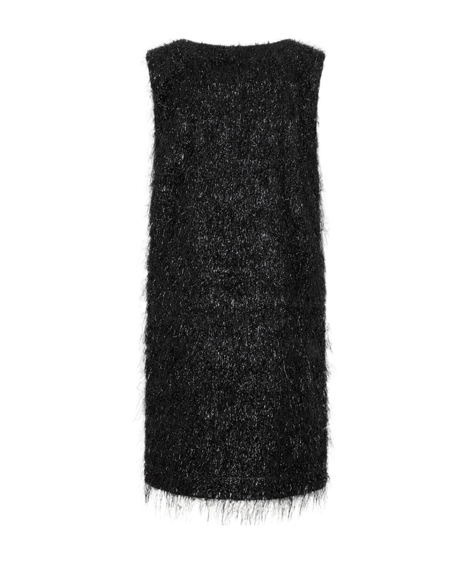 Fabiana Filippi Metallic-threading Fringed Sleeveless Dress In Black