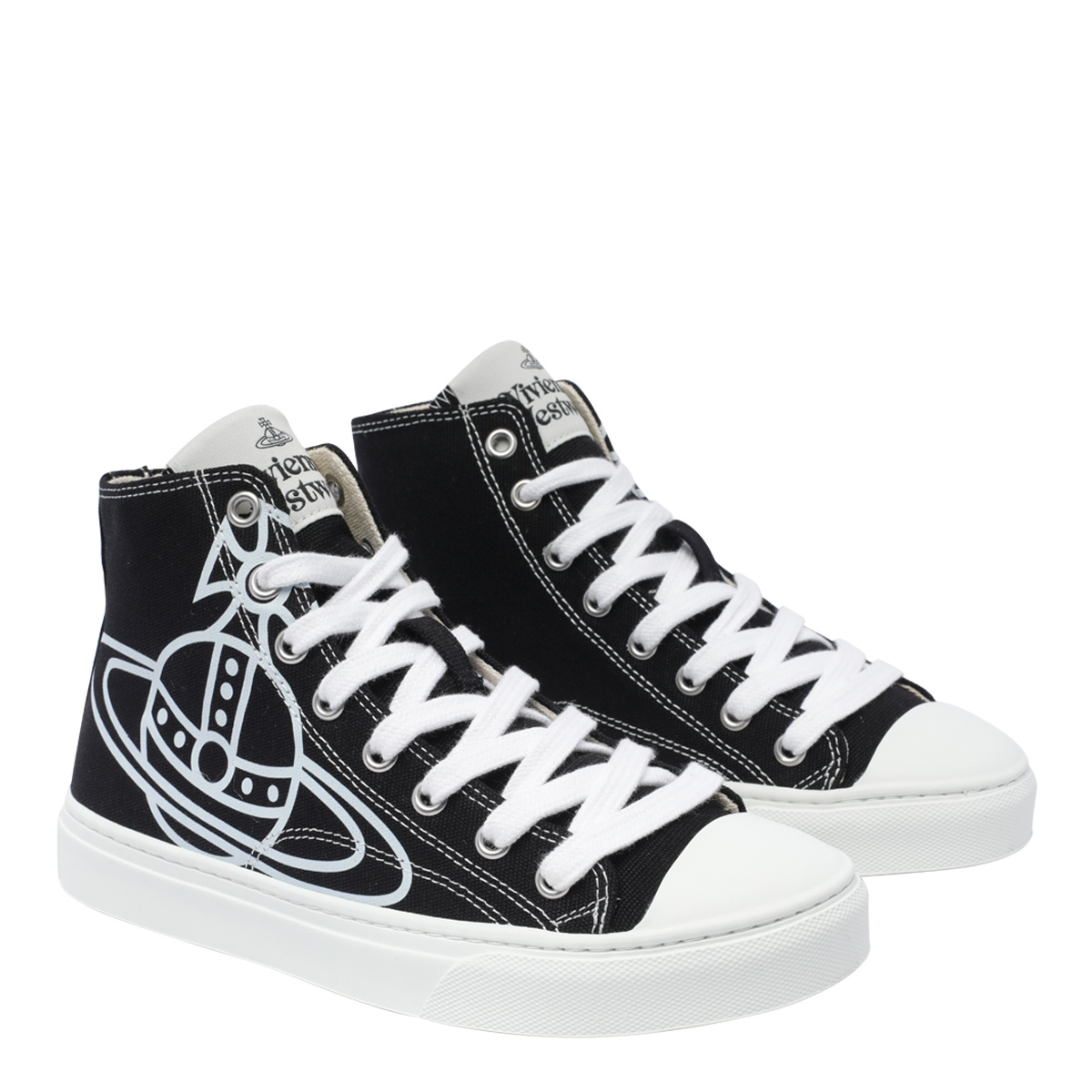Vivienne Westwood High Top Canvas Plimsoll Cotton Black 3-36 Women In Black