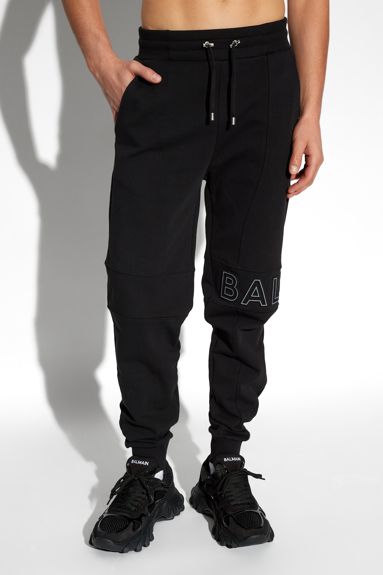 Balmain Black Cotton Jogging Pants