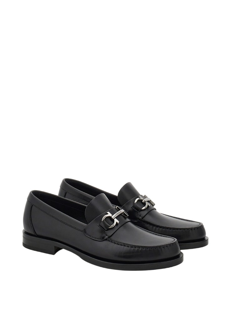 Ferragamo Moccasin With Gancini Decoration In Black
