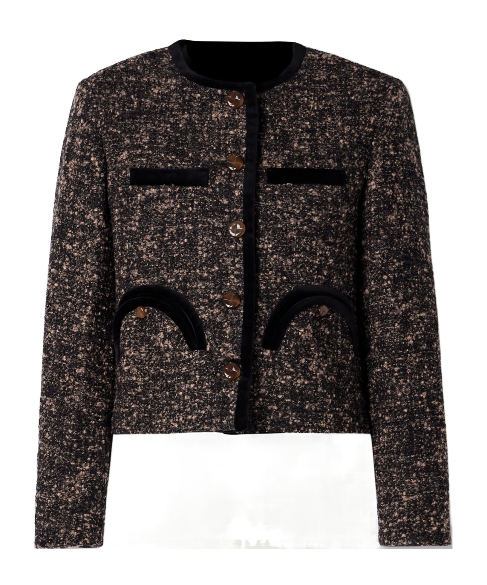 Blazé Milano Katara Embossed Trim-detail Blazer In Brown
