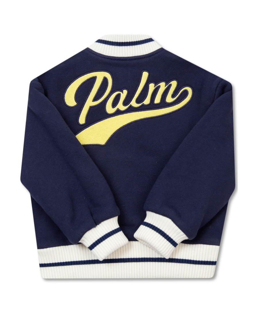 Palm Angels Logo-patch Varsity Bomber Jacket In Blue
