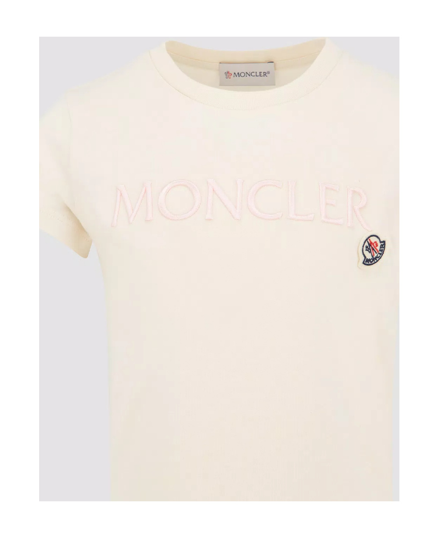 Moncler Embroidered-logo Cotton T-shirt In Nude