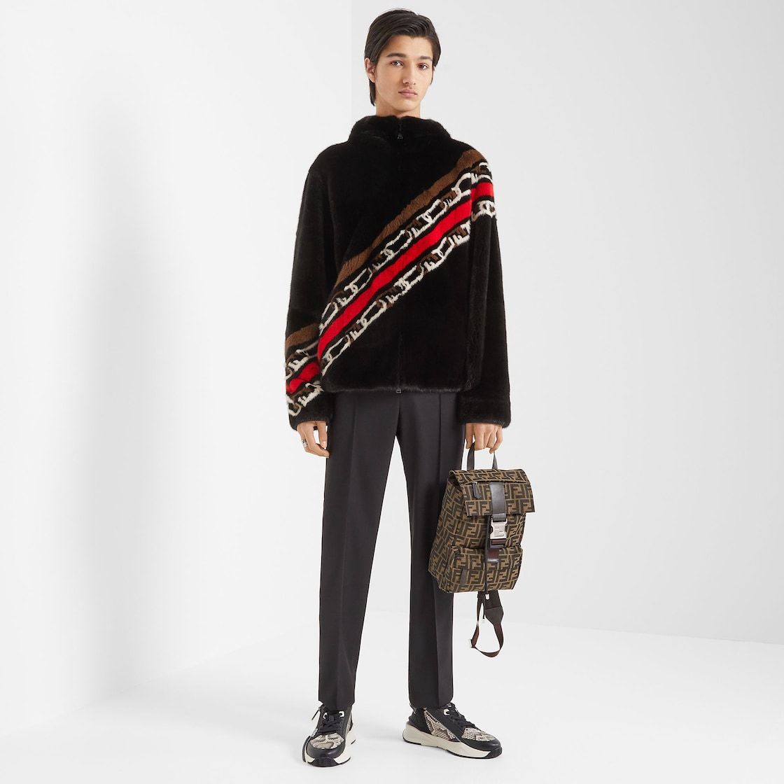 Fendi Monogram-print Backpack In Brown