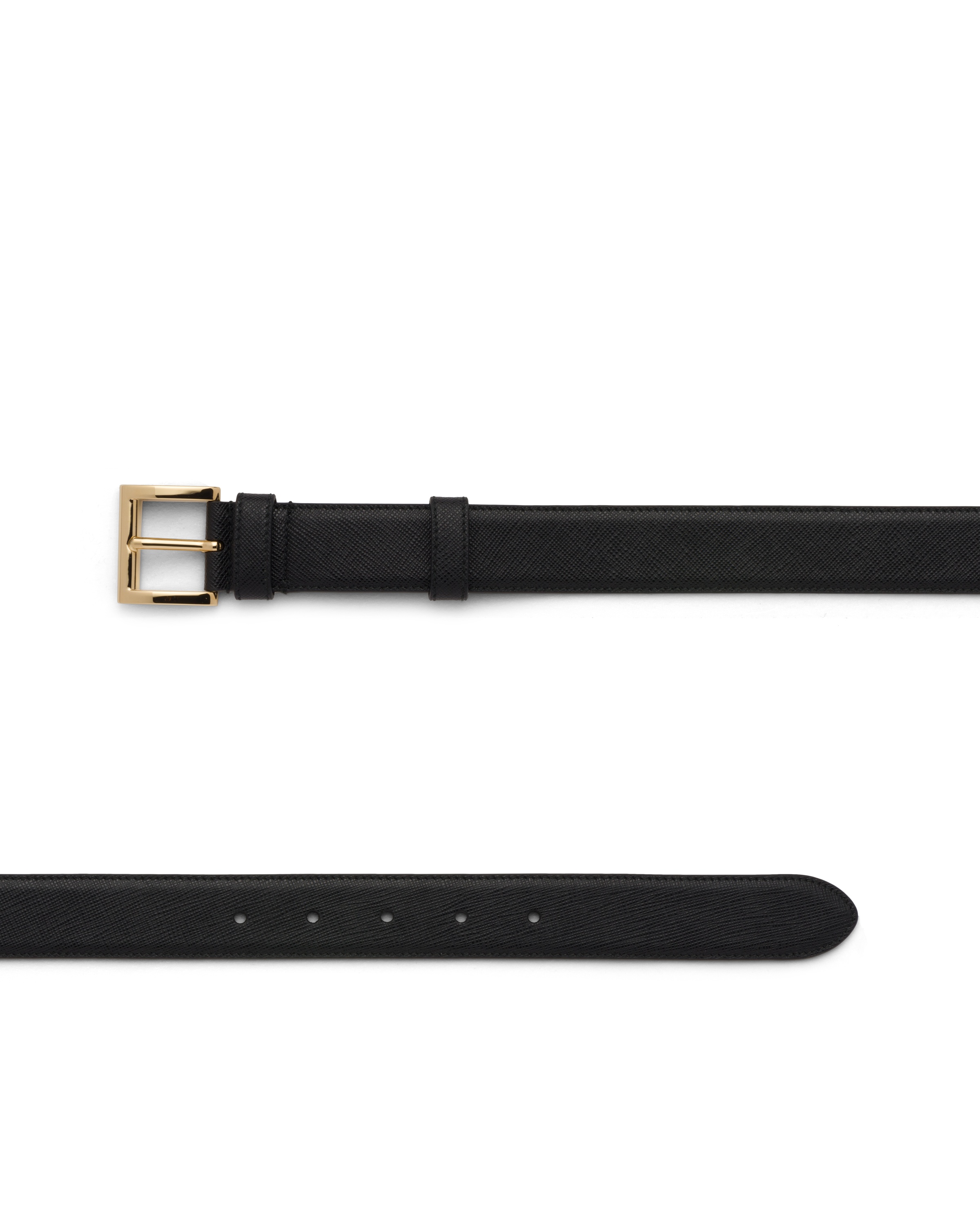 Prada Logo Plaque Leather Belt In Black