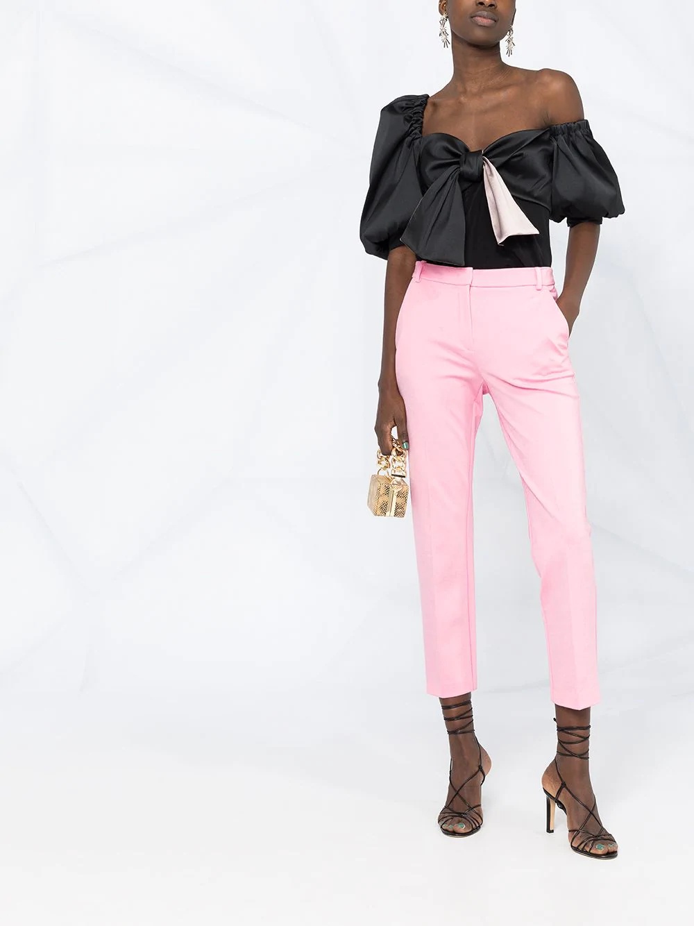 Pinko Tailored Cropped Trousers In Pink