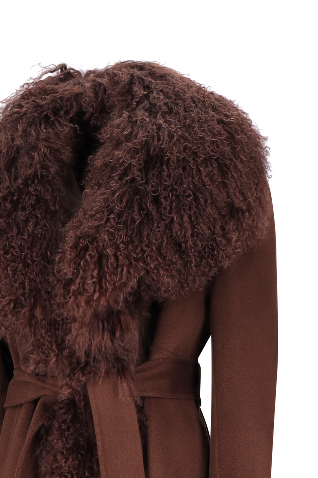 Giuseppe Di Morabito Faux-fur Collar Belted Coat In Brown