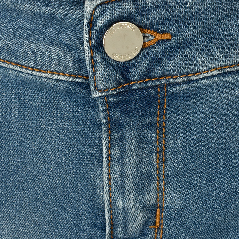 Moschino Logo Jeans In Gray