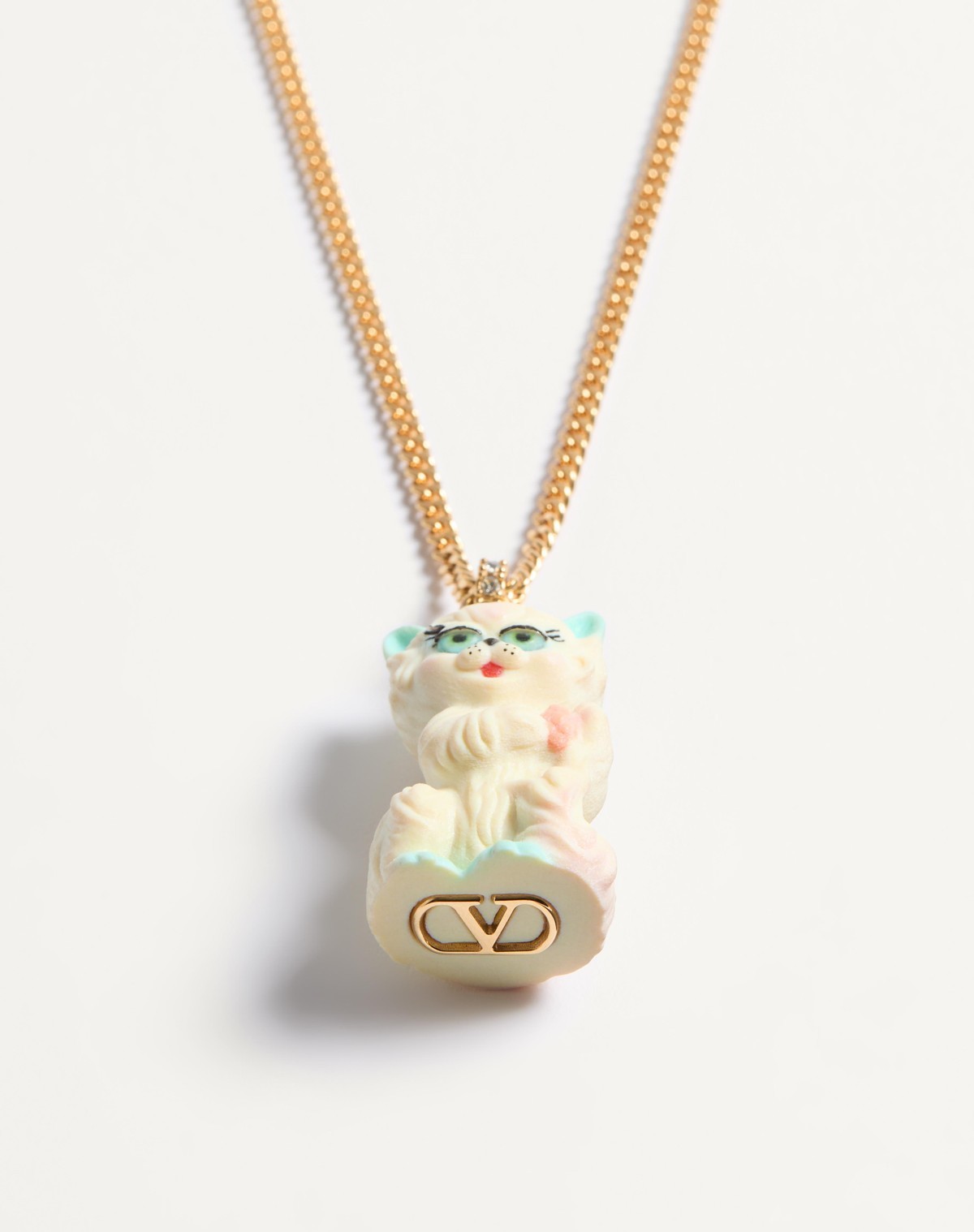 Valentino Multicolor Nylon And Metal Le Chat De La Maison Necklace In Yellow