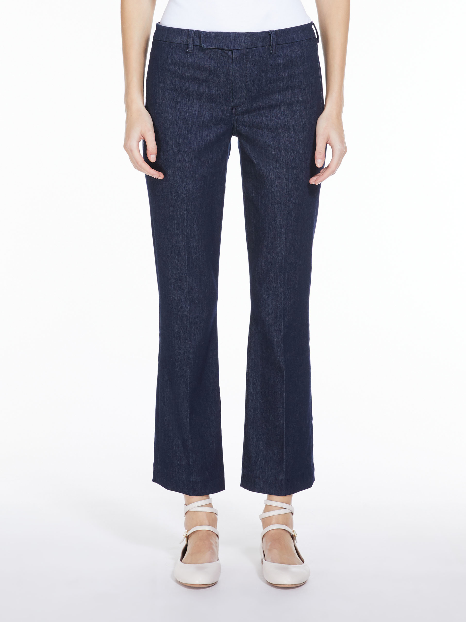 Max Mara Horn Denim Trousers In Black