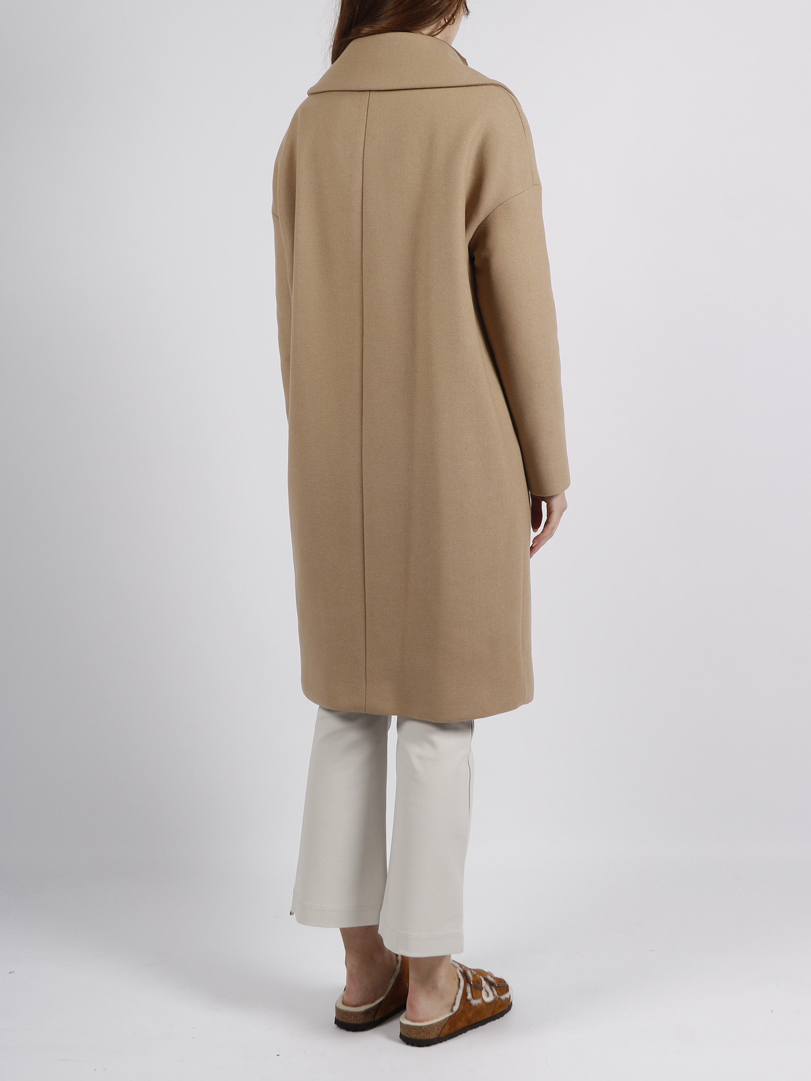 Herno Padded-collar Single-breasted Long Sleeved Coat In Brown
