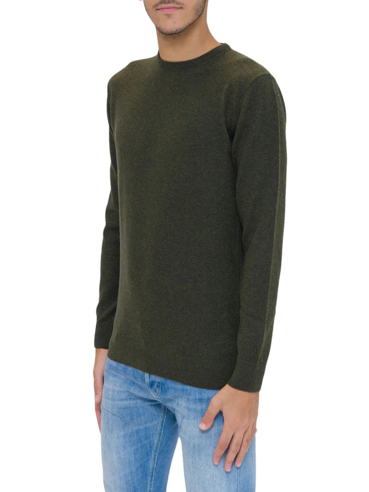 Barbour Logo Embroidered Crewneck Knitted Jumper In Green