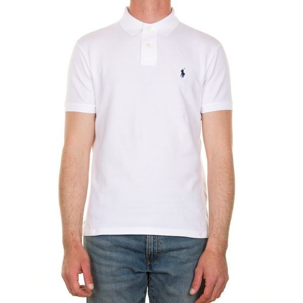 Polo Ralph Lauren Slim Fit White Polo Shirt With Classic Collar And Pony Embroidery On The Front In Cotton Piquet Man