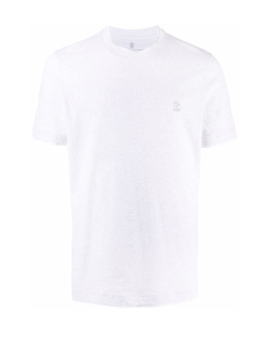 Brunello Cucinelli Logo-embroidered Cotton T-shirt In White