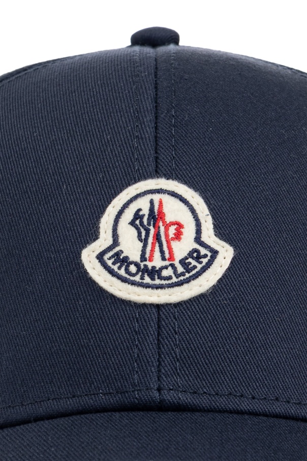 Moncler Logo-patch Cotton-gabardine Baseball Cap In Blue