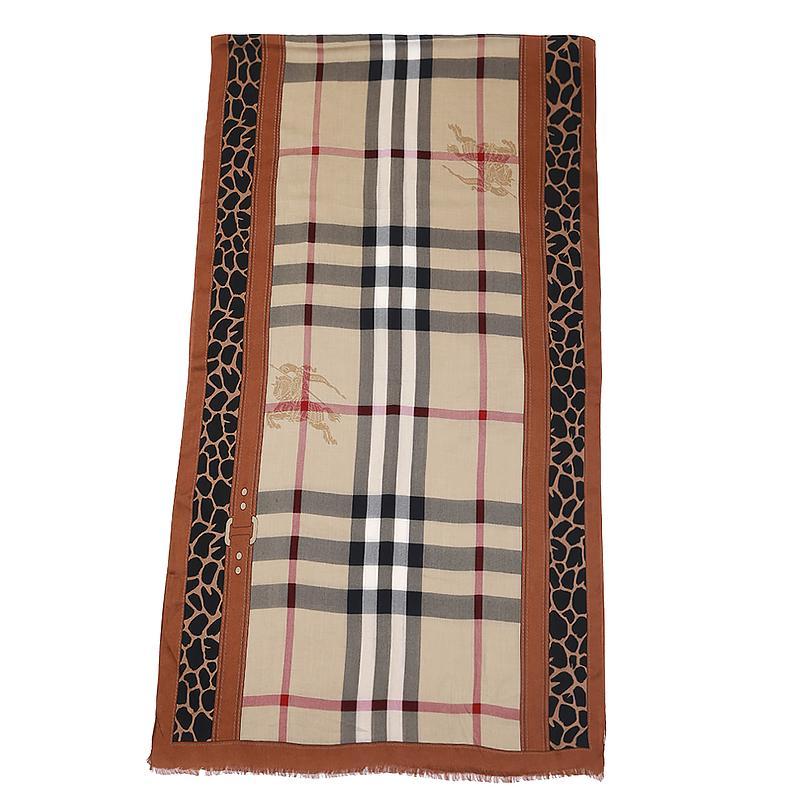 Burberry Checkered Detail Scarf In Brown