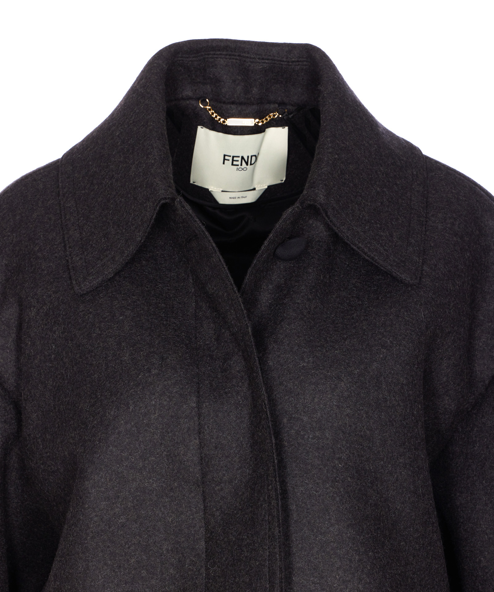 Fendi Long-sleeved Coat In Black