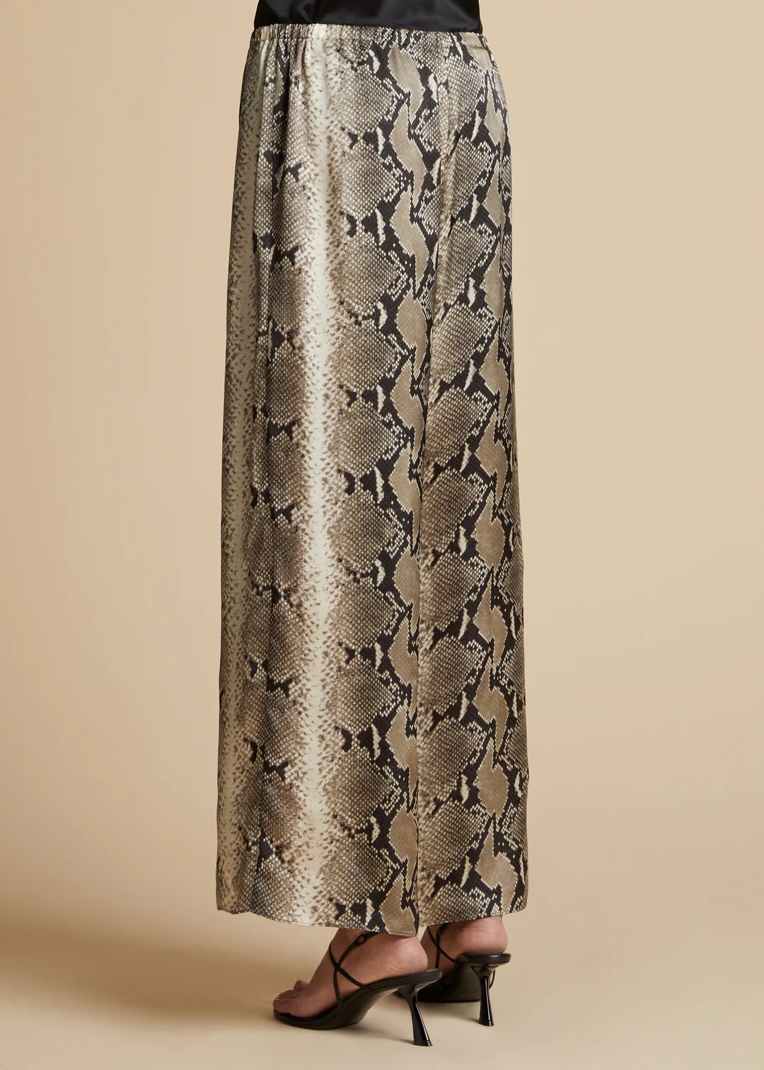 Khaite Mindy Snake-print Crop Trousers In Brown
