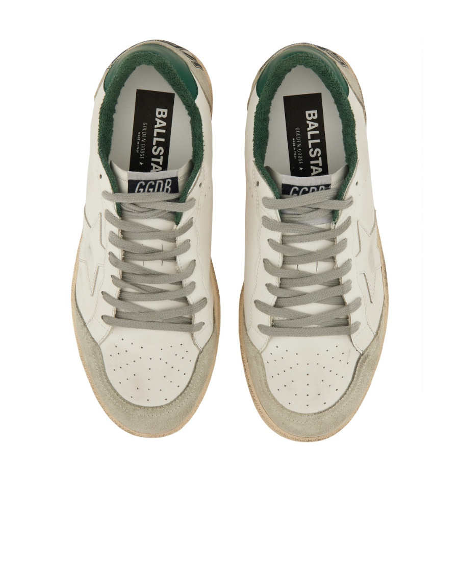 Golden Goose White Cow Leather Vamp Sneakers With Unique Used And Dirty Effect In Nude