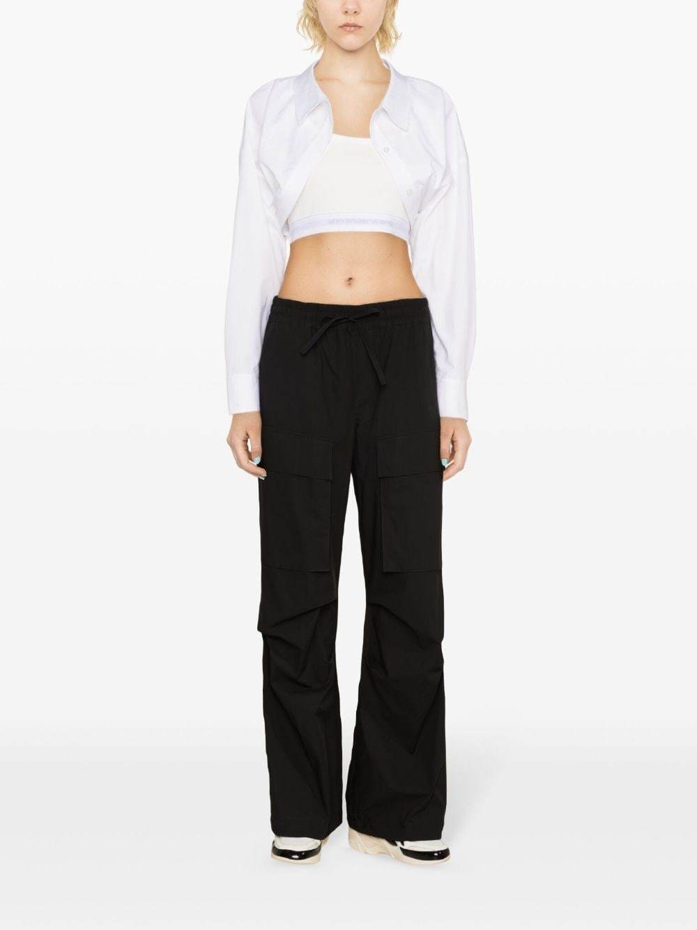 P.a.r.o.s.h Cargo Trousers Dart Detailing Drawstring Hem In Black