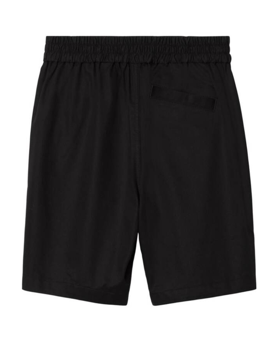 Burberry Equestrian Knight-embroidered Cotton Shorts In Black