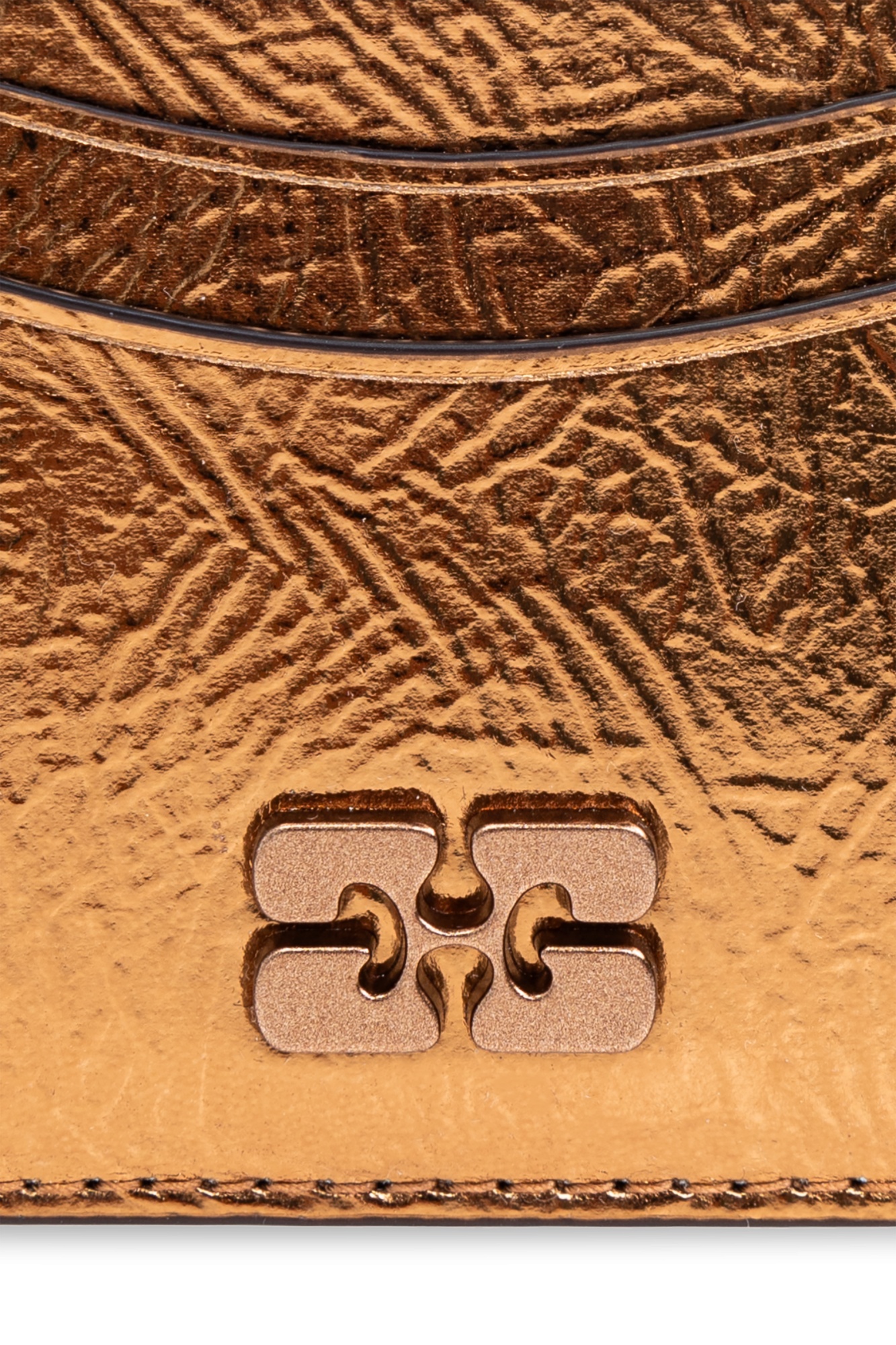 Ganni Logo Card Holder In Brown