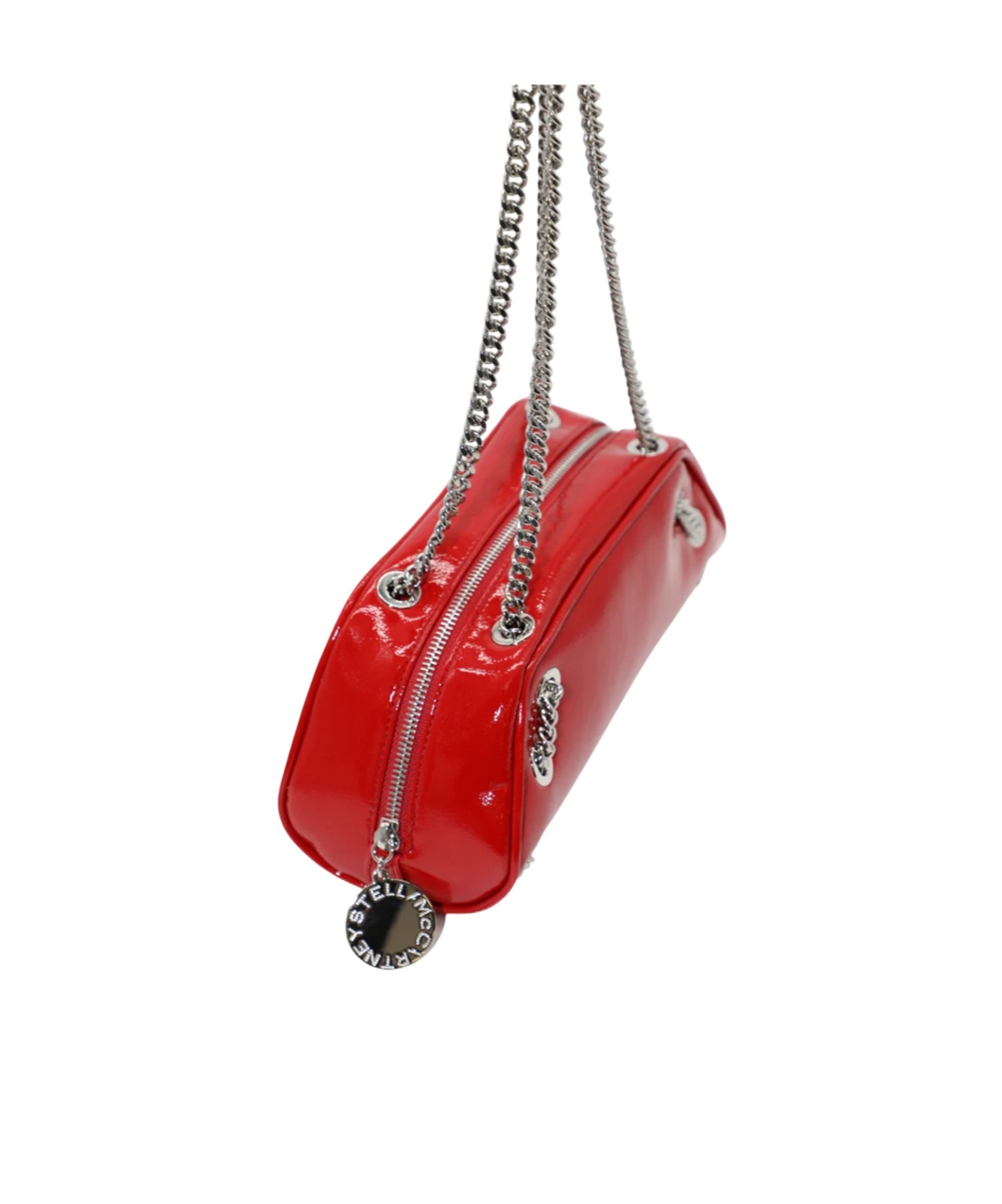 Stella Mccartney Small Bowling Bag Crinkled Patent Alter Mat In Red