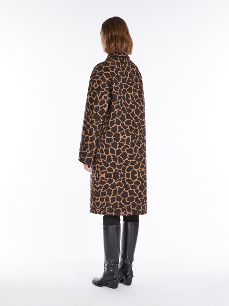 Max Mara 'animal Print Collared Neck Coat' In Brown