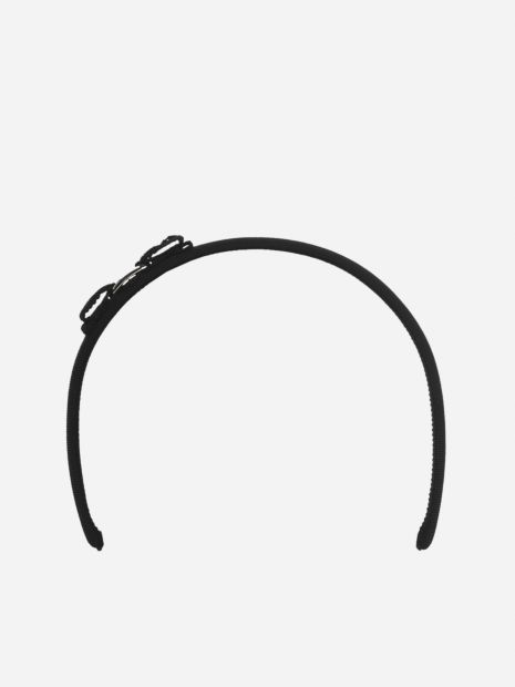 Ferragamo Logo Embossed Bow Headband In Black