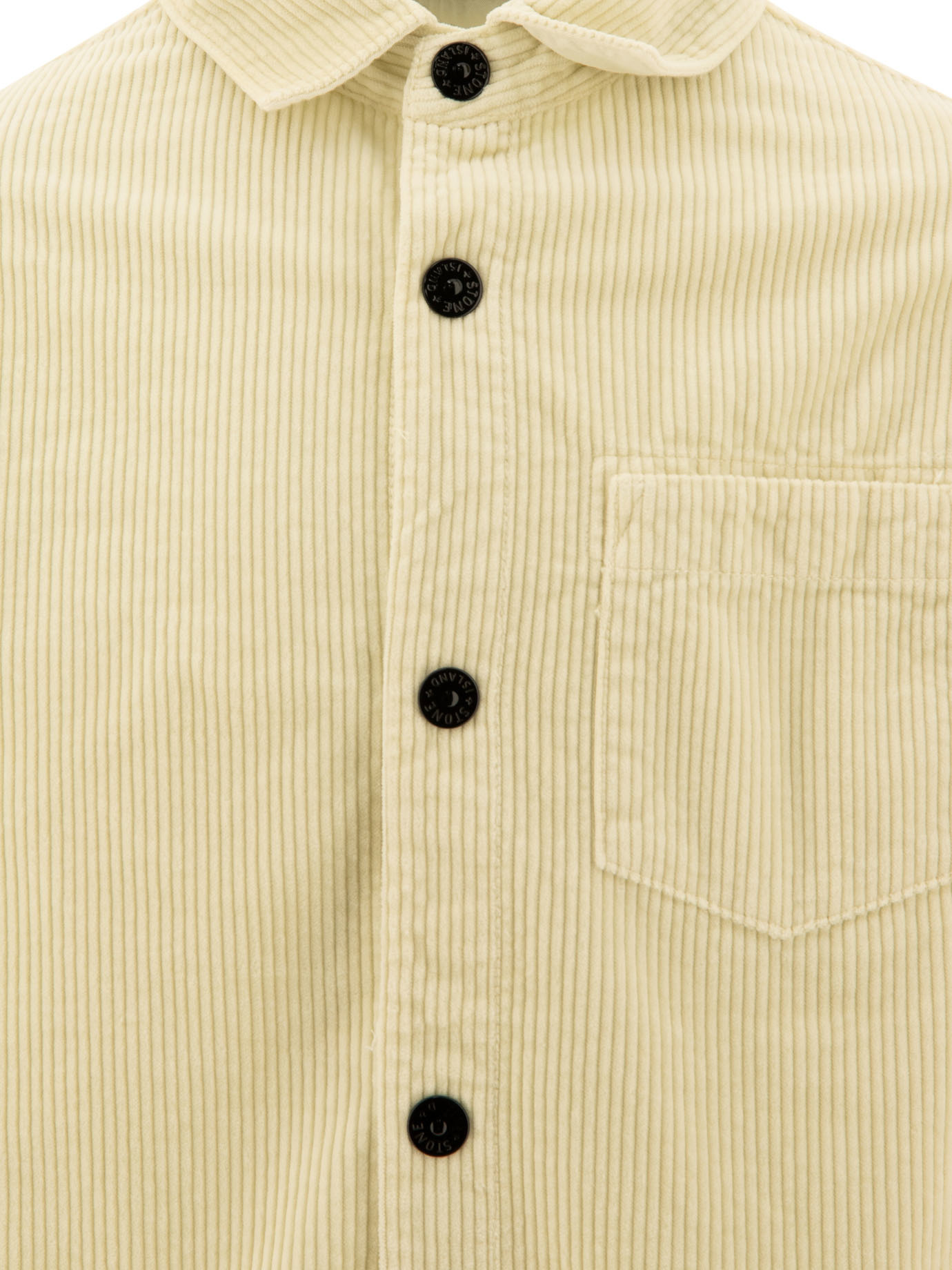 Stone Island Junior Logo Patch Corduroy Overshirt In White