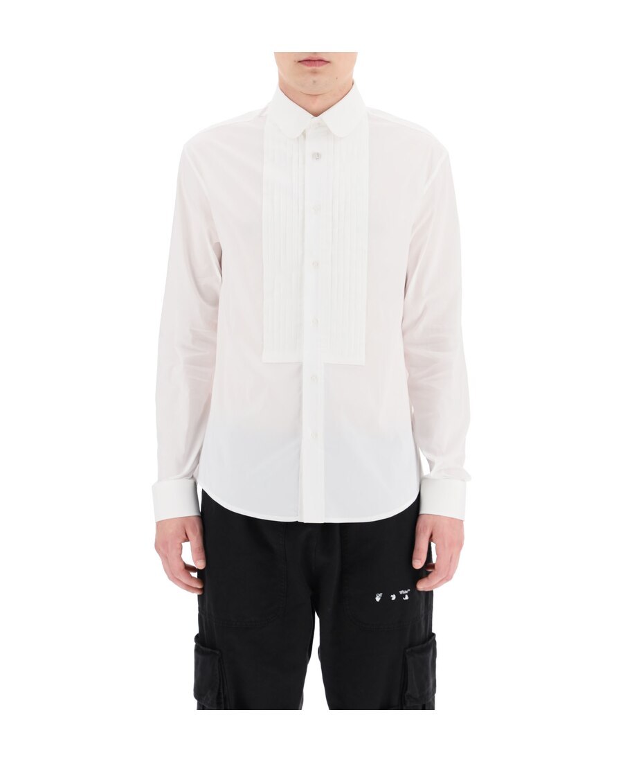 Off-white Now Print Tuxedo Shirt In White