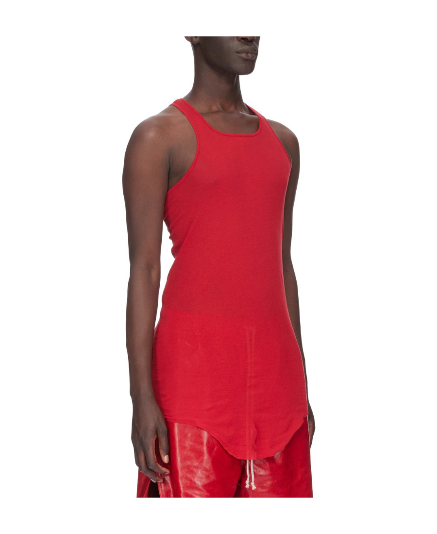 Rick Owens Longline Cotton Tank Top In Red