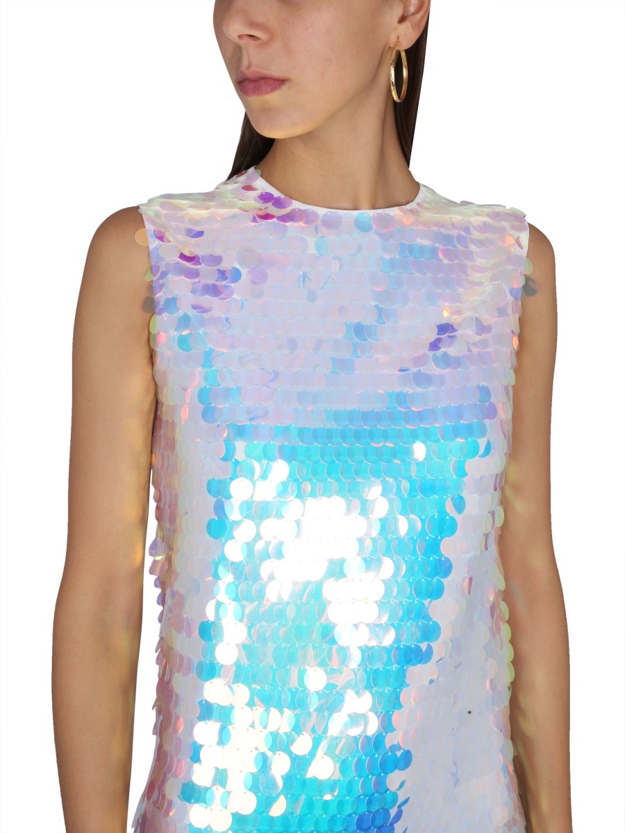 Nina Ricci Sleeveless Mini Dress With Iridescent Sequins In Brown